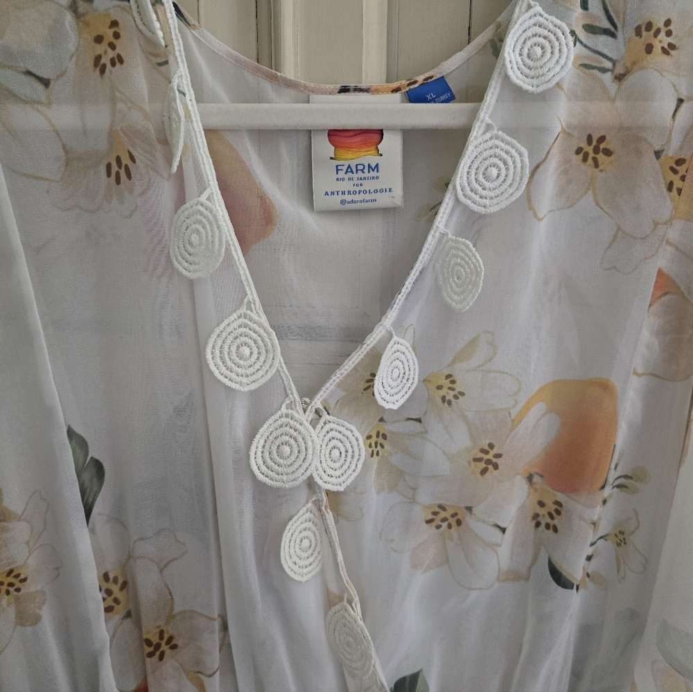 FARM RIO Floral White Dress Xl - Picture 7 of 11
